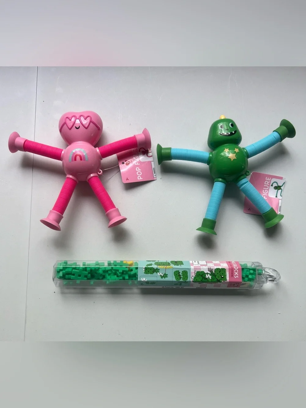 Target Pink & Green Stretch Pop Figures with Green Block Tube